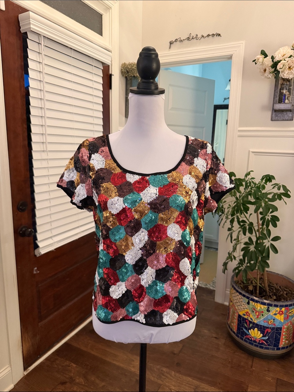 Ark & Co. Anthropologie NWOT Multicolor Sequin Blouse